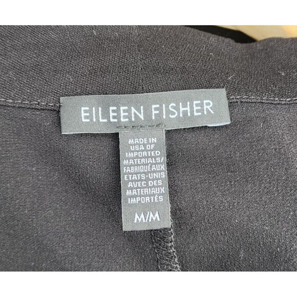 Eileen Fisher Washable Stretch Crepe Long Jacket Open Shawl Cardigan Sz M Black - Picture 8 of 9